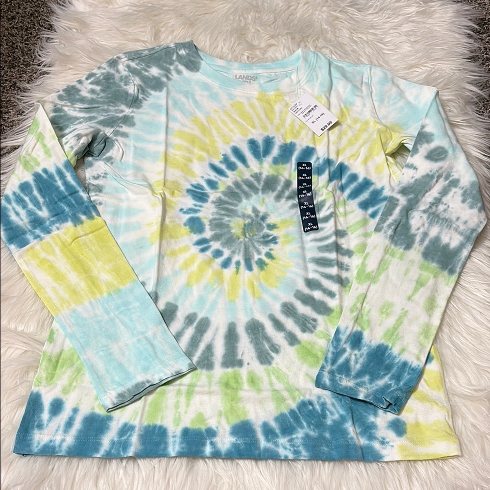✨✨HP NWT Lands End Youth Long Sleeve Tie Dye Size XL 14-16